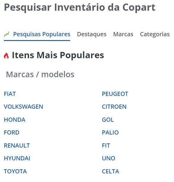 Copart Veículos Populares